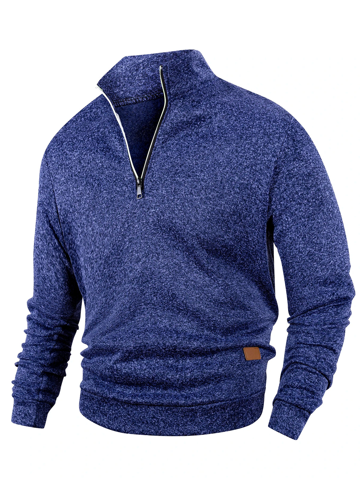 Men 1/4 Quarter Zip Pullover Sweatshirt Heather Mock Neck Top Contrast Zipper Casual Long Sleeve Sweater