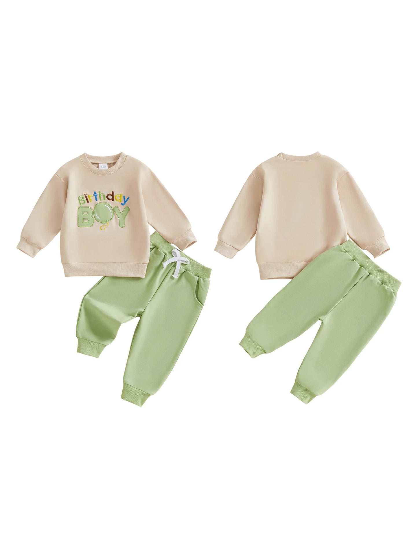 Baby Boy Birthday Outfit 2Pcs Set Embroidered Balloon Long Sleeve