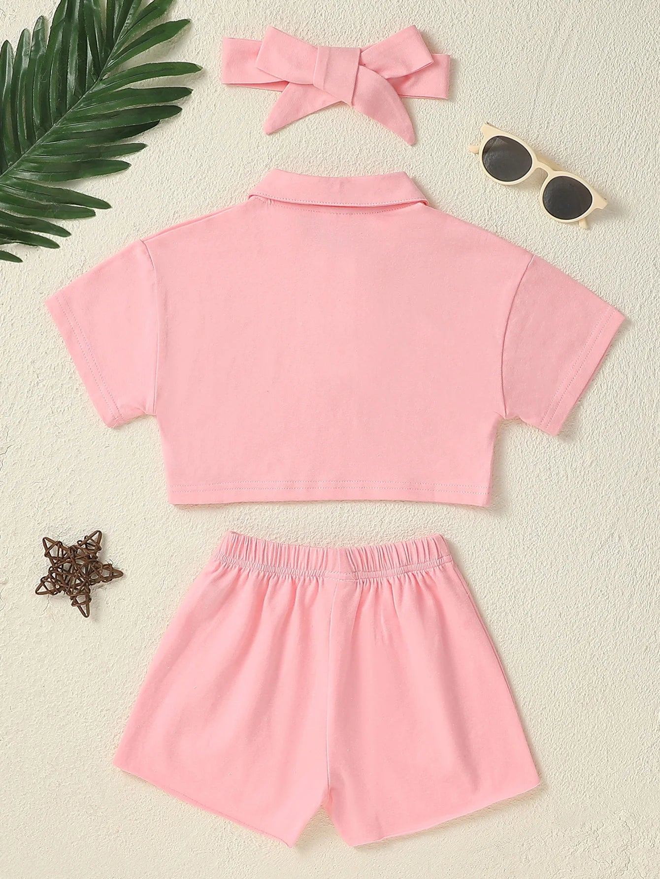 Floral Print Baby Girls 3pc Outfit Set Shirt Shorts Headband