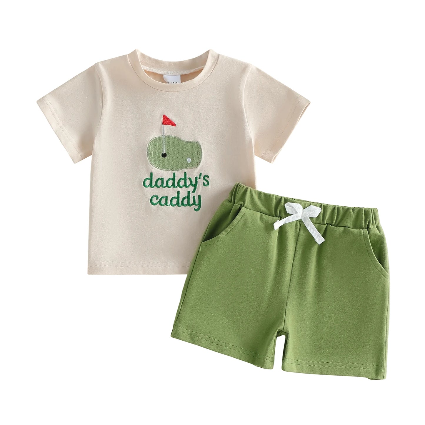 Adorable Infant 2-Piece Set Short Sleeve Embroidered Shirt Shorts