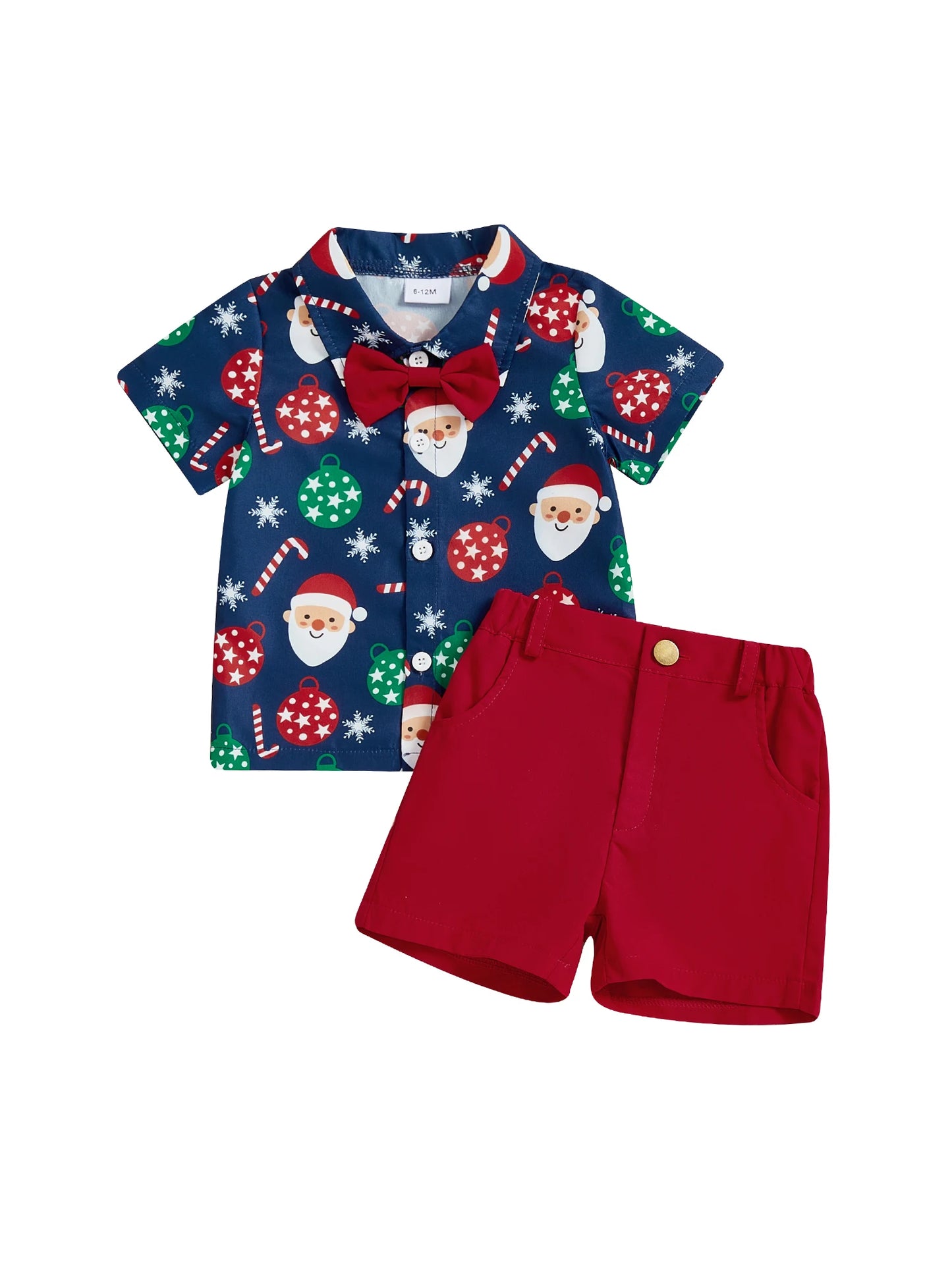 Infant Boys 2-Piece Festive Christmas Print Shirt And Shorts