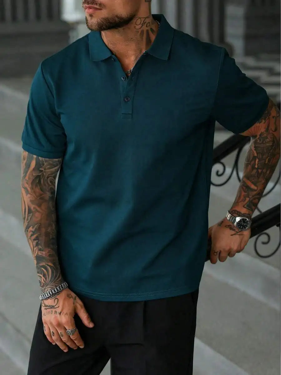 Mens Dusty Pink Short Sleeve Shirt Solid Color Classic Lapel Collar, Casual Versatile Top For Daily Wear Weekend Outfits Sports