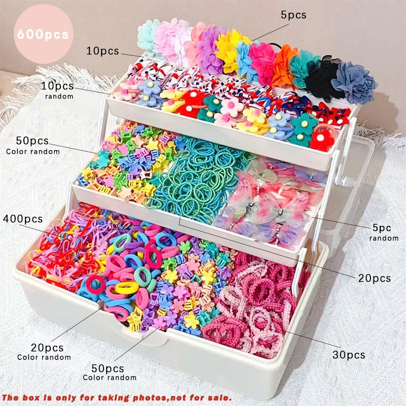 18/546Pcs /1152PCS Bow High Elastic Hair Accessories Set Korean Style Princess Hair Clips, No Hurt Hair Colorful Girls Hair Bands Hair Clips Girls Children No Box