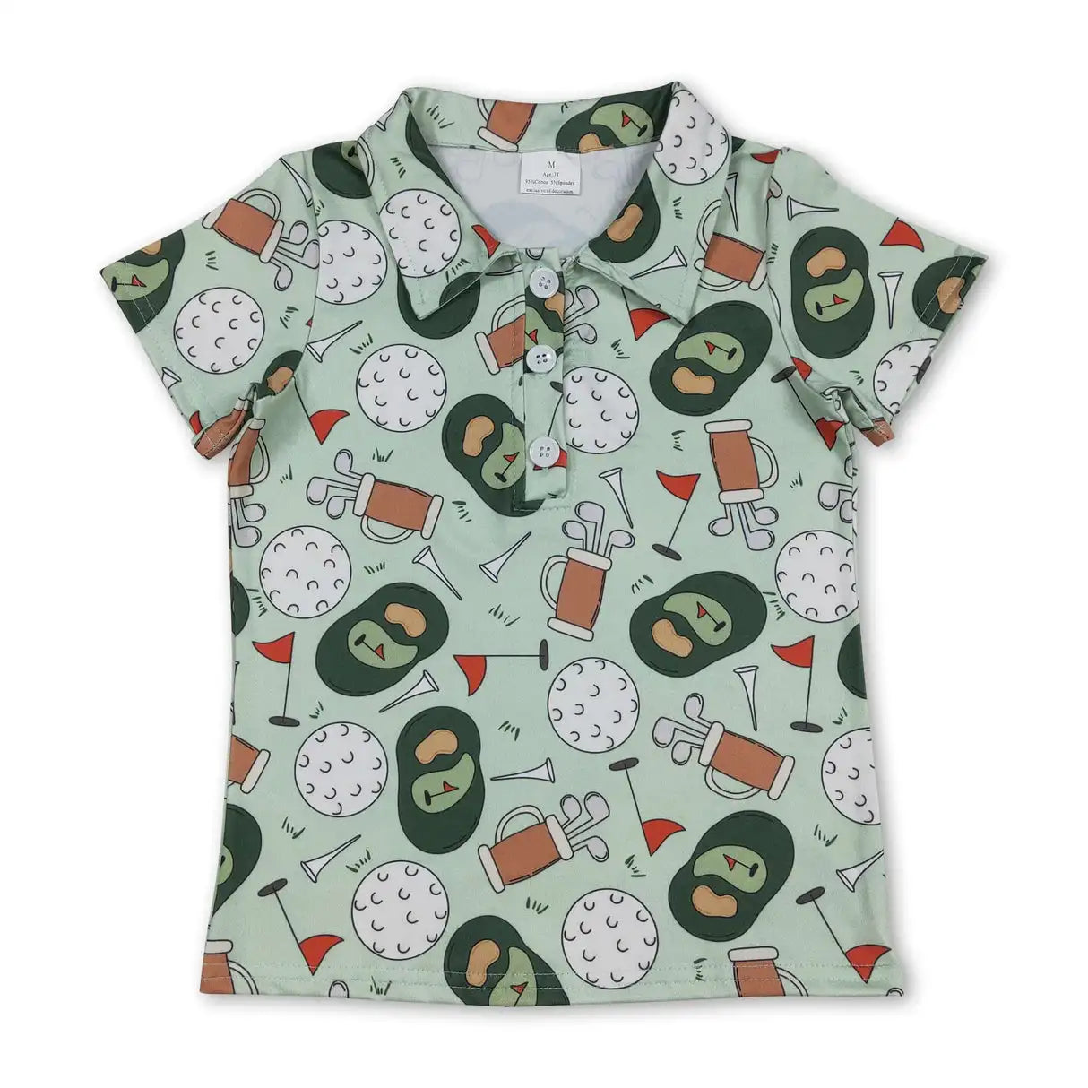 Boys Summer Cotton Short Sleeve Baseball Polo Shirt With Buttons