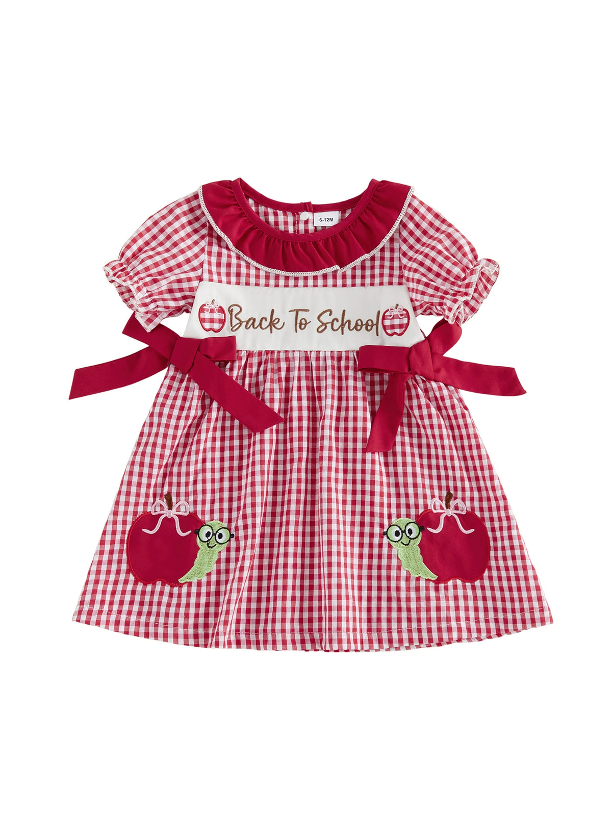 Short Clothes Embroidery Cute Bow Girls Back Girls Back To Cute Bow Short School Toddler-Summer Kids Girls Back