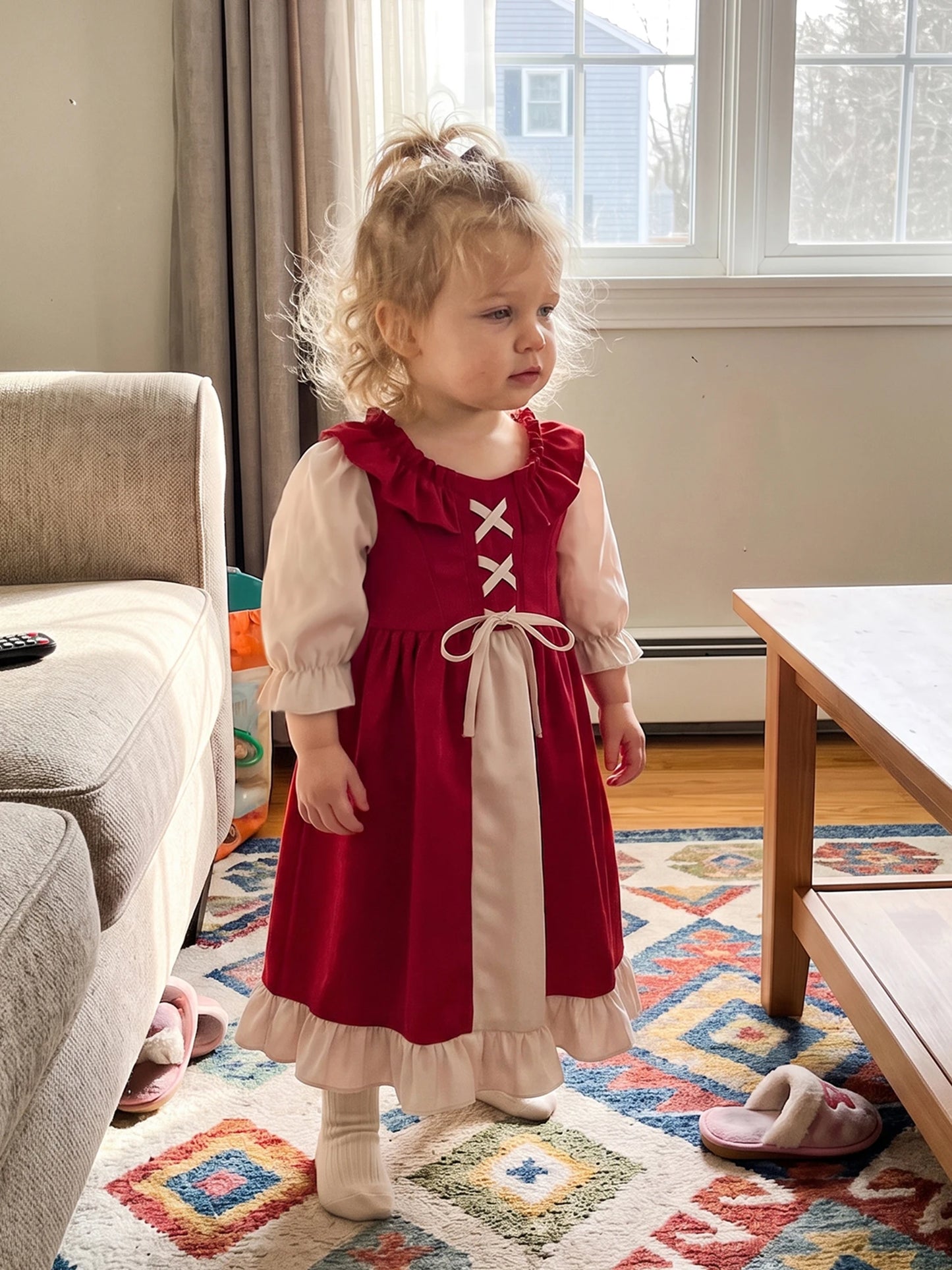 Renaissance Medieval Long Sleeve A Line Girls Dress