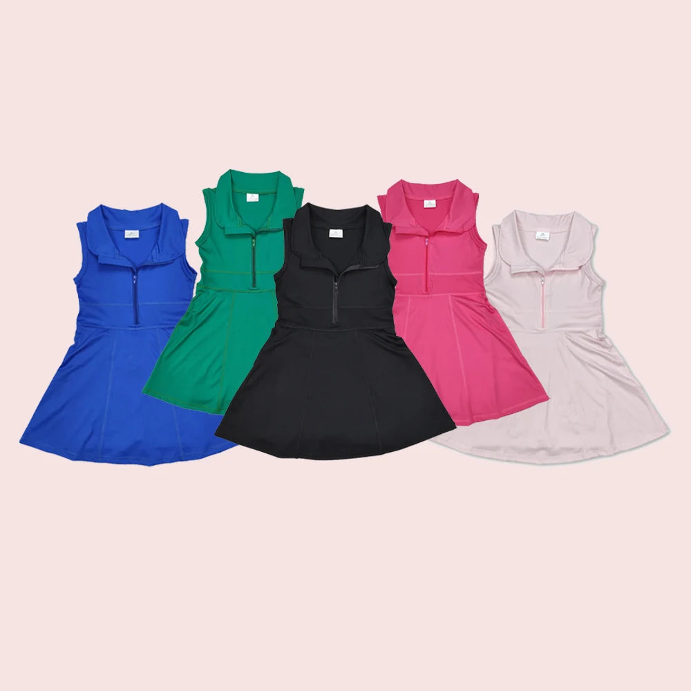Athletic Zip Activewear Dress Outfit For Kids 7 To 13