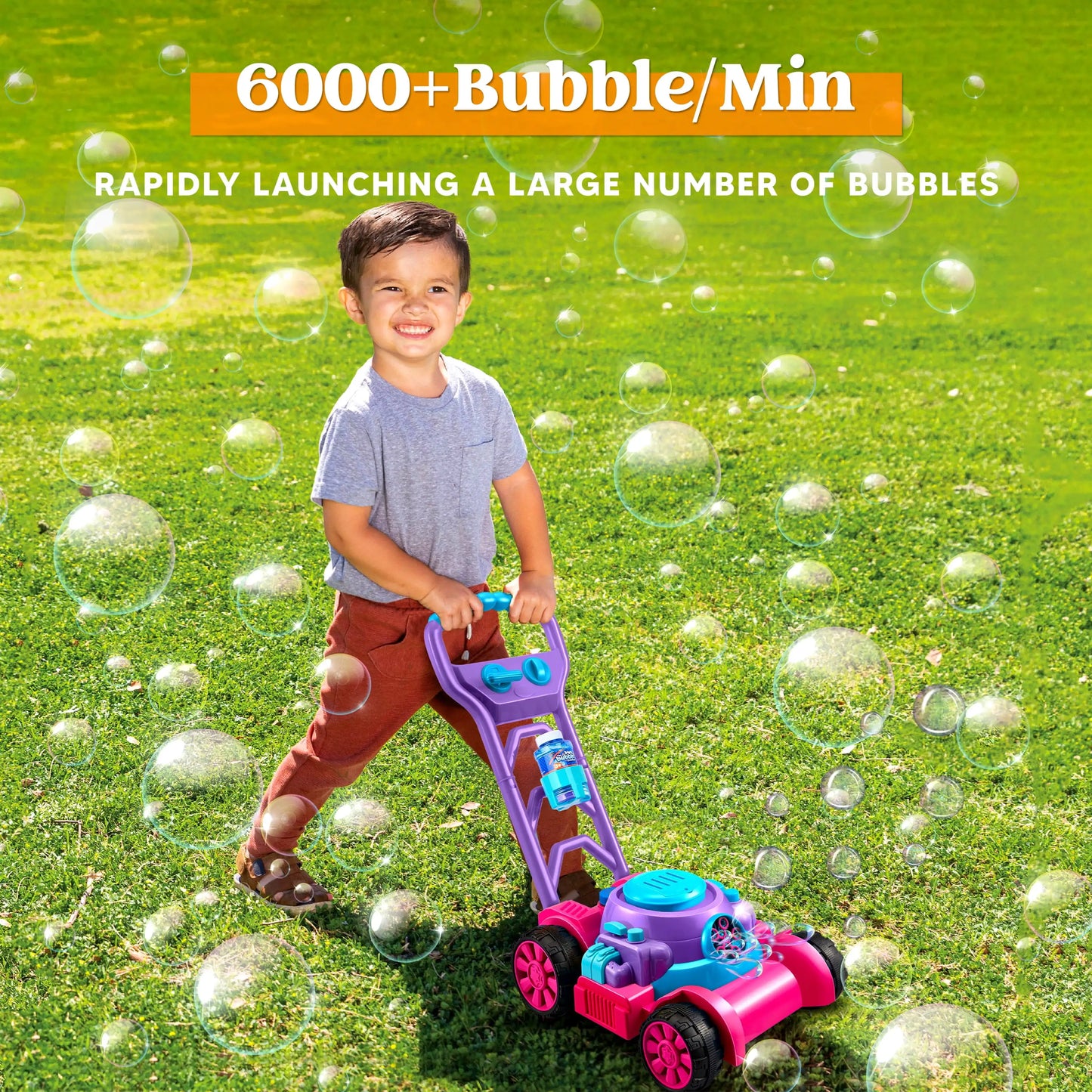 Joyfy Bubble Machine Lawn Mower Outdoor Toy For Kids 3-6