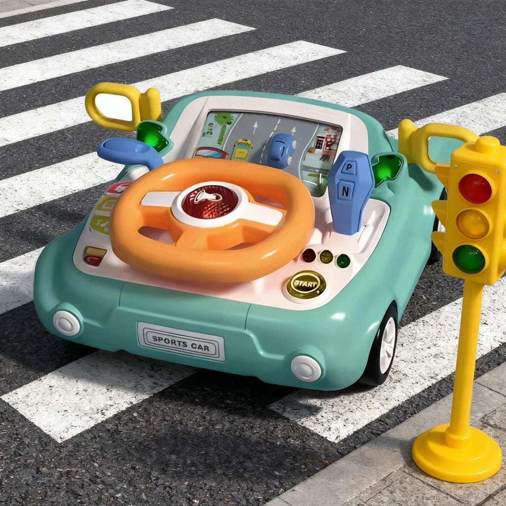 Electric Copilot Steering Wheel Toy For Toddlers, Interactive Car Toy