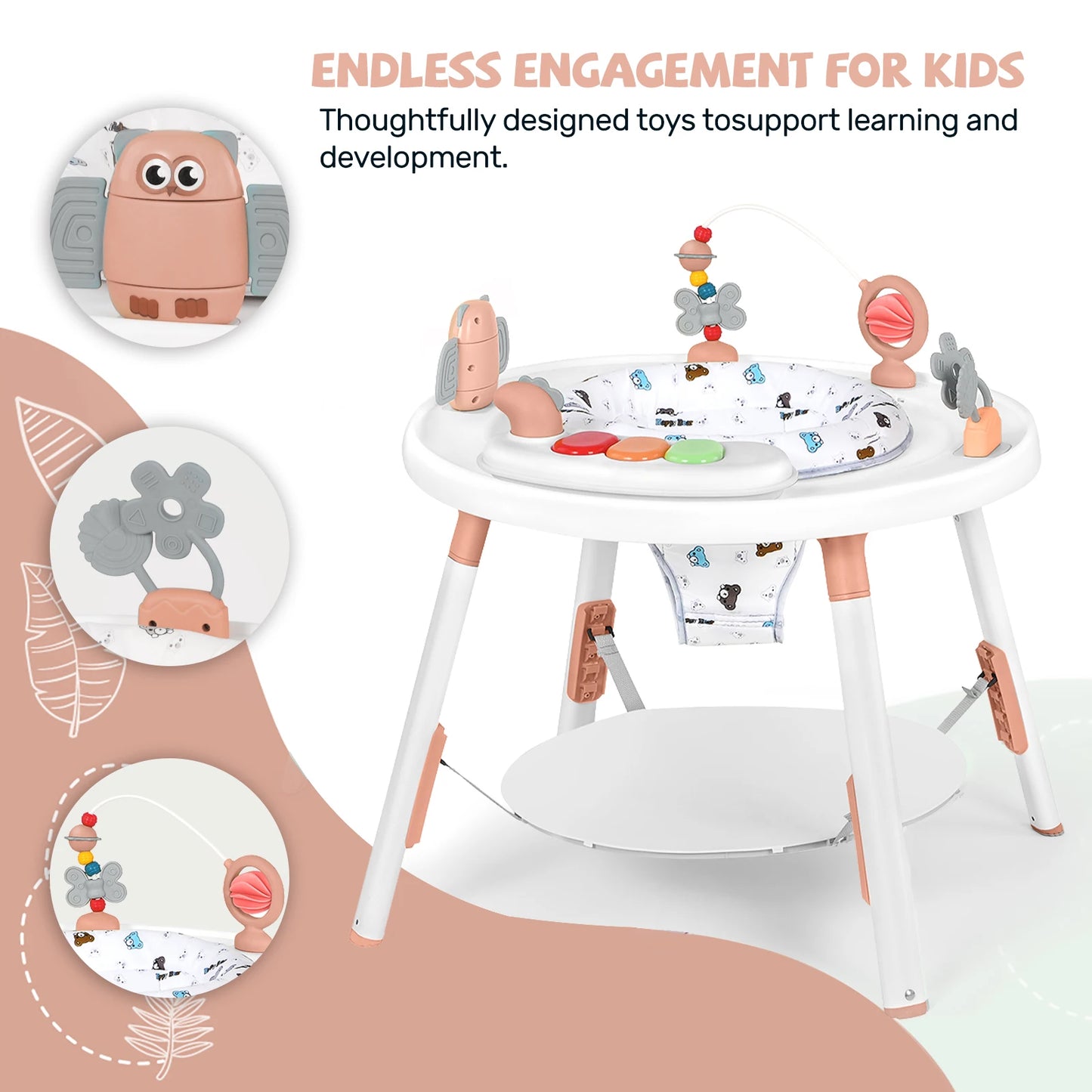 Multi-Functional Baby Play Center 3-in-1 Activity Center with Removable Toys