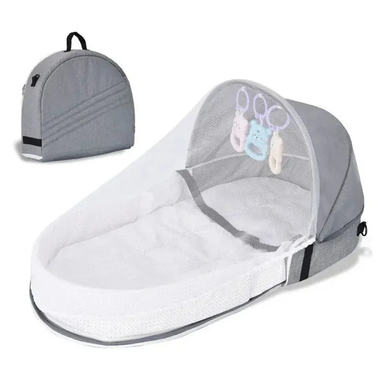 Portable Newborn Baby Bed - Bionic Isolation Travel Crib, Foldable Anti-Stress Bassinet for Baby