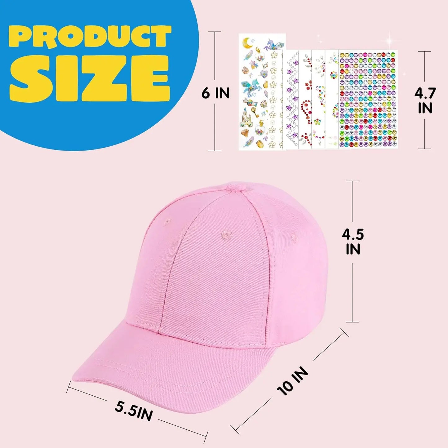 Joyfy Decorate Your Own Baseball Cap Kit With Gems and Glitter Glue
