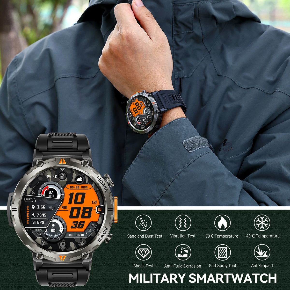 EIGIIS KE3 Bluetooth Smartwatch For Men Full Touch Screen HeartRate