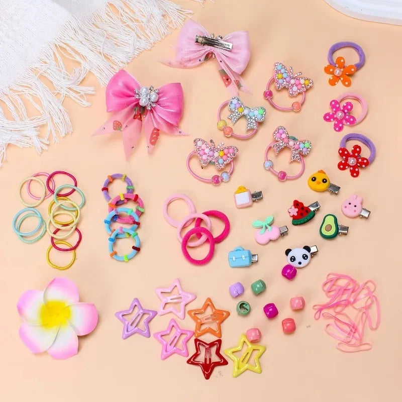 18/546Pcs /1152PCS Bow High Elastic Hair Accessories Set Korean Style Princess Hair Clips, No Hurt Hair Colorful Girls Hair Bands Hair Clips Girls Children No Box