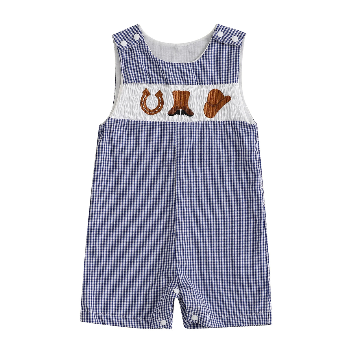 New Baby Boy Romper Cute Embroidered Sleeveless Buttons Short Jumpsuits 2026 Summer Toddler Overalls 0-18M
