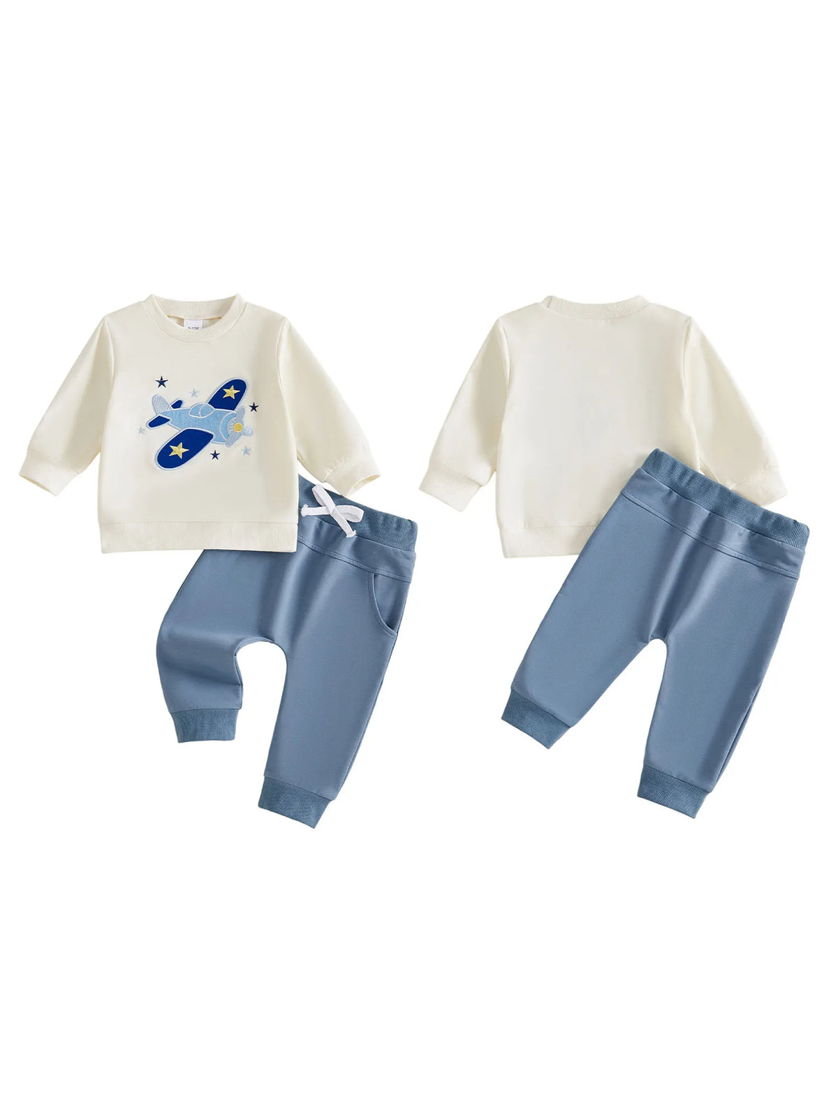Airplane Print Toddler Sweatshirt And Joggers Set For Babies