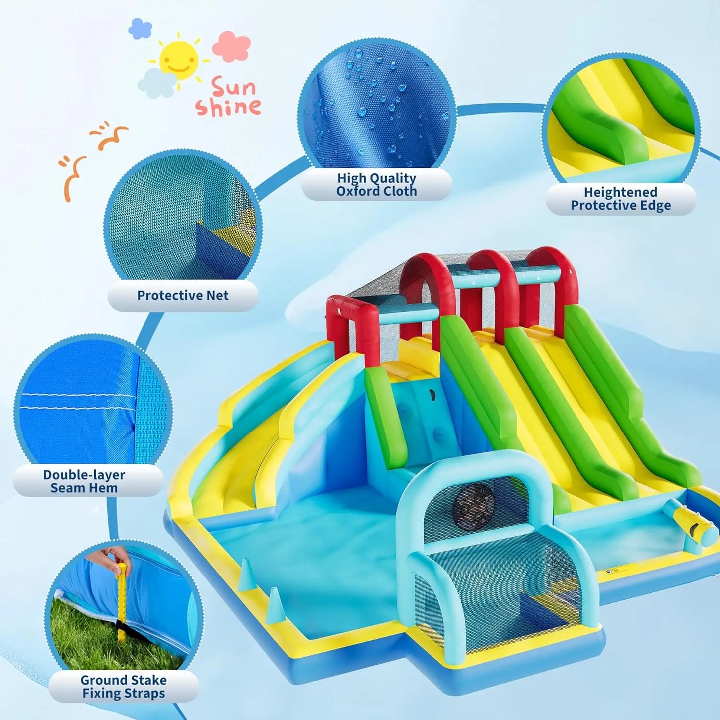 HiMISS Inflatable Bounce House with Blower for Indoor Outdoor Play