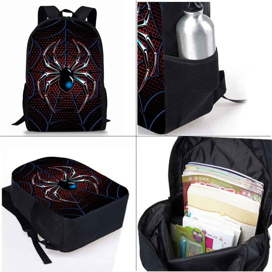Spider Pattern Three Piece Set 3D Cartoon Unisex School Backpacks For Children