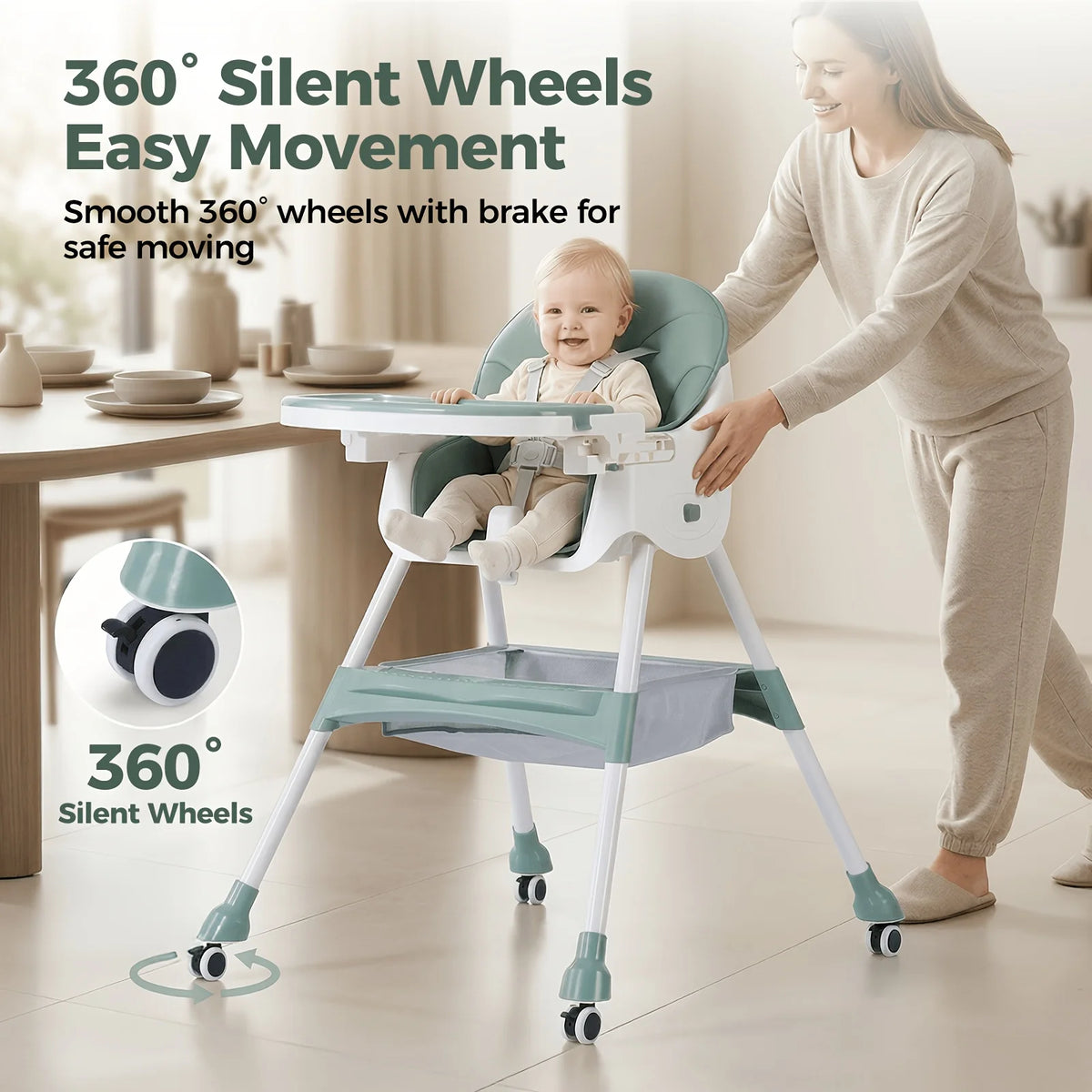 1pc Children's Multi-functional Dining Chair, Adjustable Children's Dining Chair Home Portable Dining Table Rocking Chair