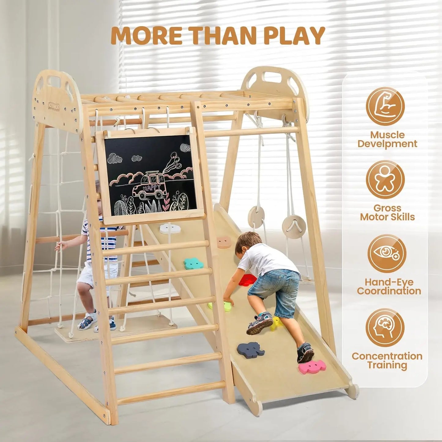 Indoor Jungle Gym Playground For Kids And Toddlers With Slide