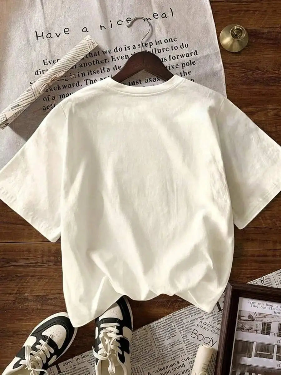 [Halloween]Tween Girl Cotten Clothes,Y2K-Inspired Letter Print T-Shir-Perfect For Spring/Summer/Fall,Fashion, Streetwear, Unisex