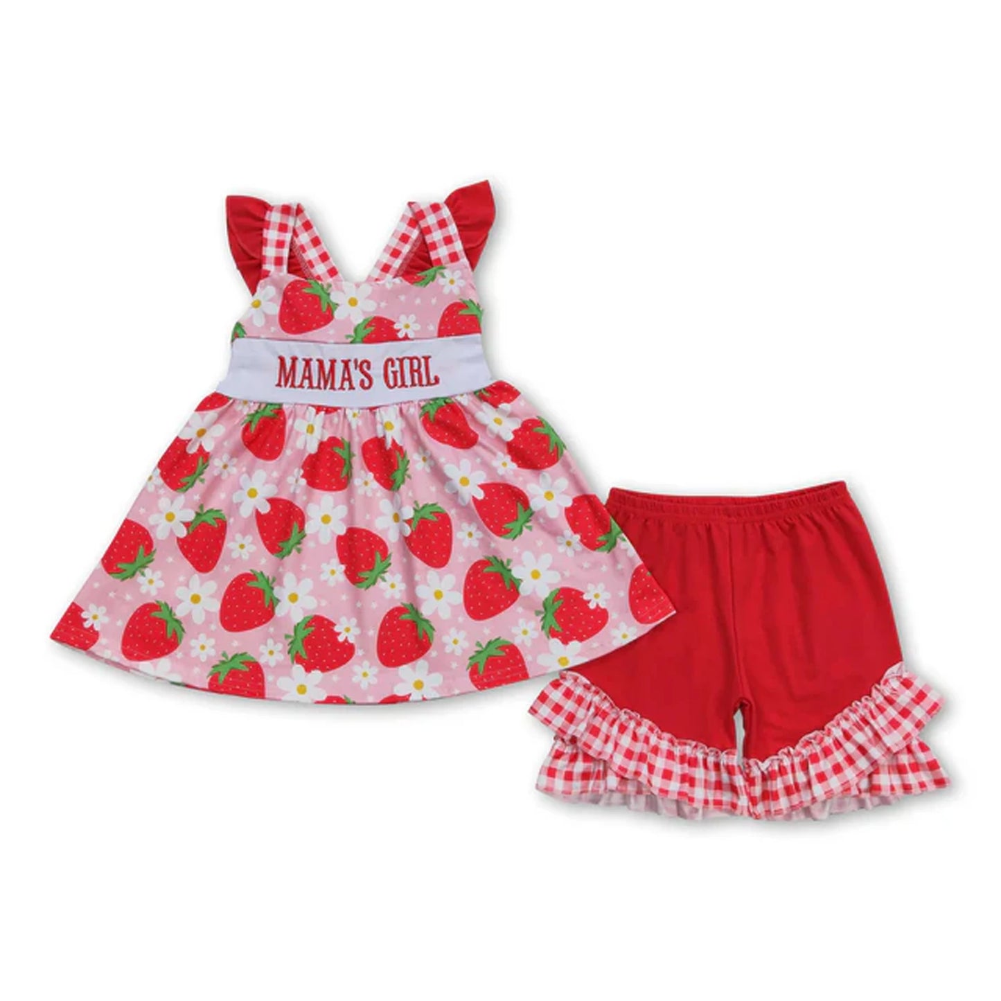 Toddler Girl Two Piece Summer Outfit Set Plaid Leopard Print