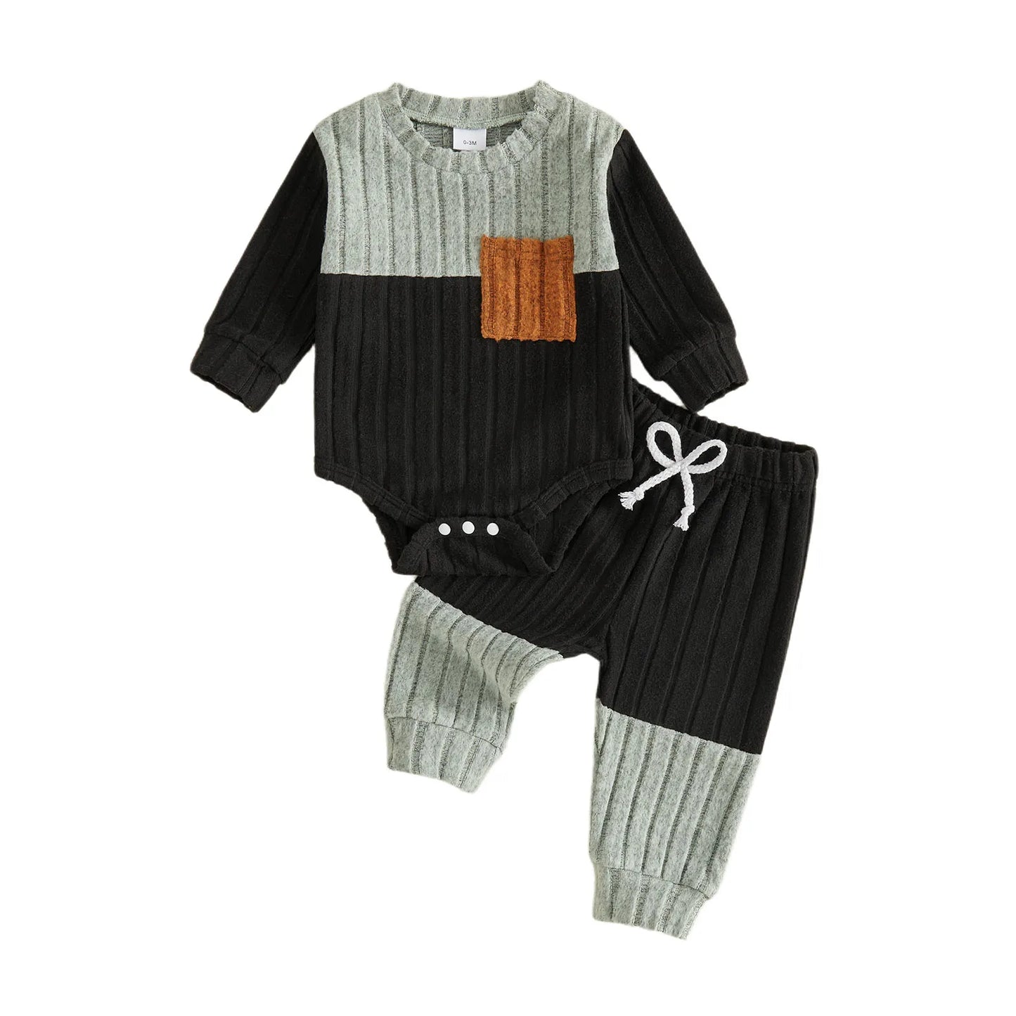 Girls Waffle Knit Jumpsuit Set With Long Sleeve Top