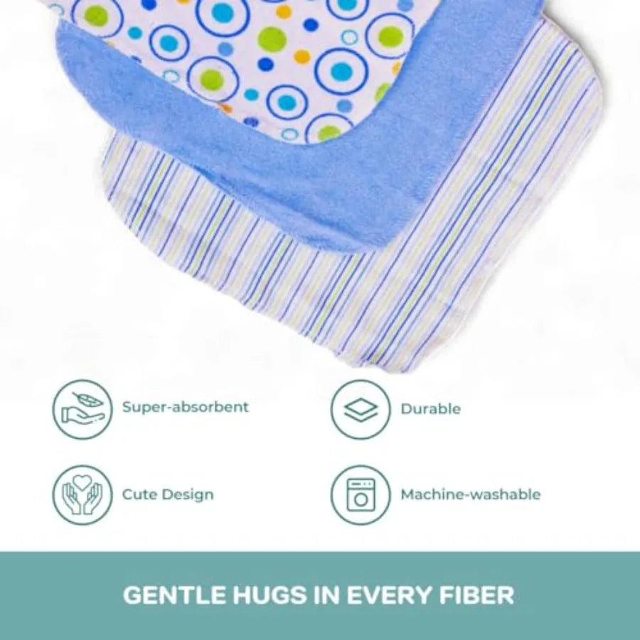Soft Terry Hooded Bath Towel and Washcloths Set for Newborns