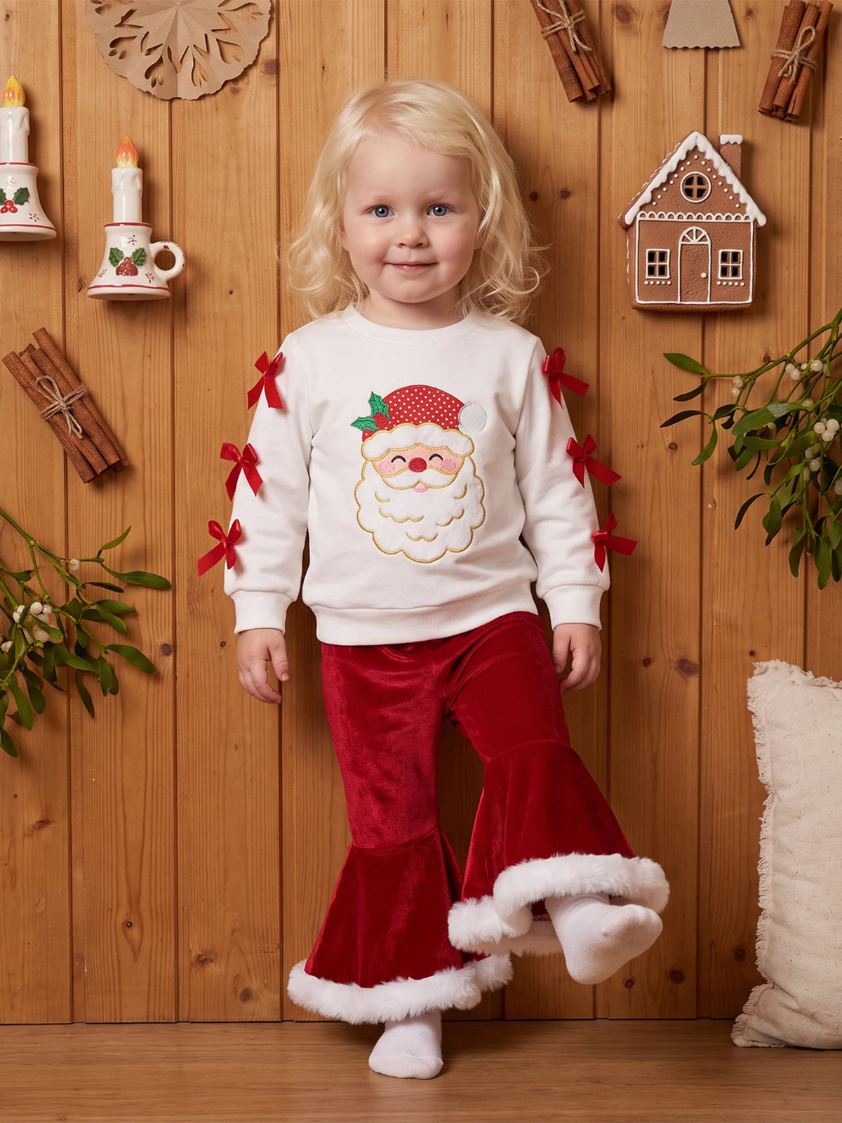 Santa Claus Sweatshirt Embroidery-Santa Outfit-Embroidery Sweatshirt-With Girls With Sweatshirt Premium