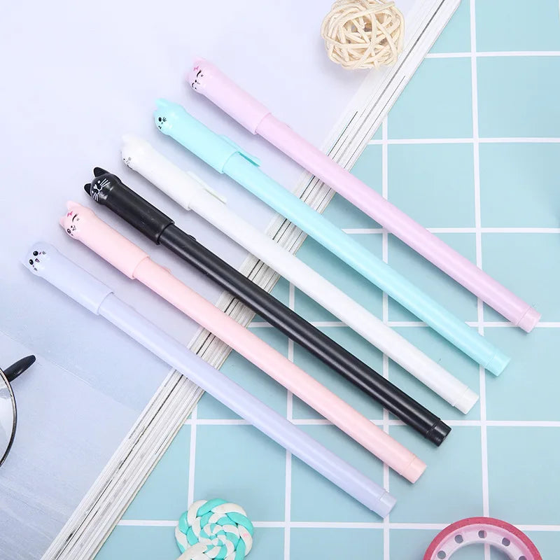 Set 6 Cute Kitten Gel Pens for School Supplies Gifts