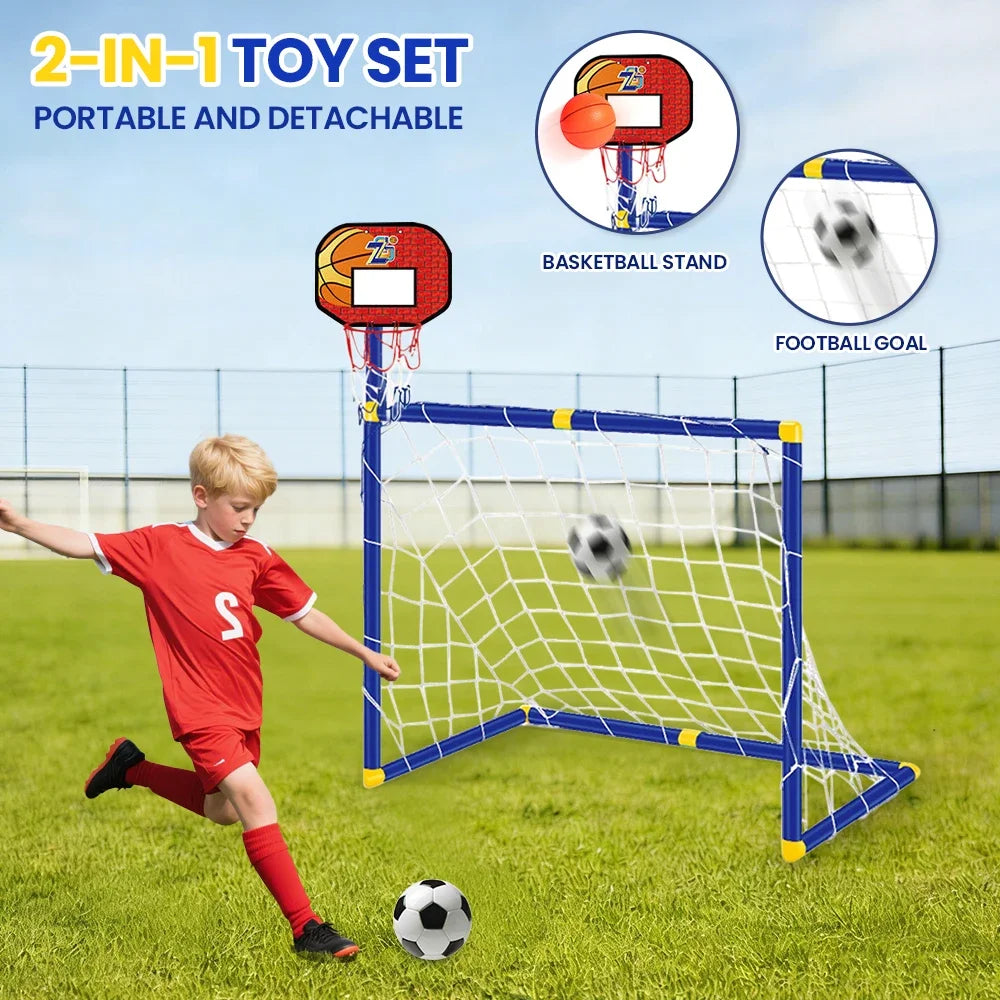 Kmoist 2 In 1 Sports Toy Basketball Stand And Football Goal