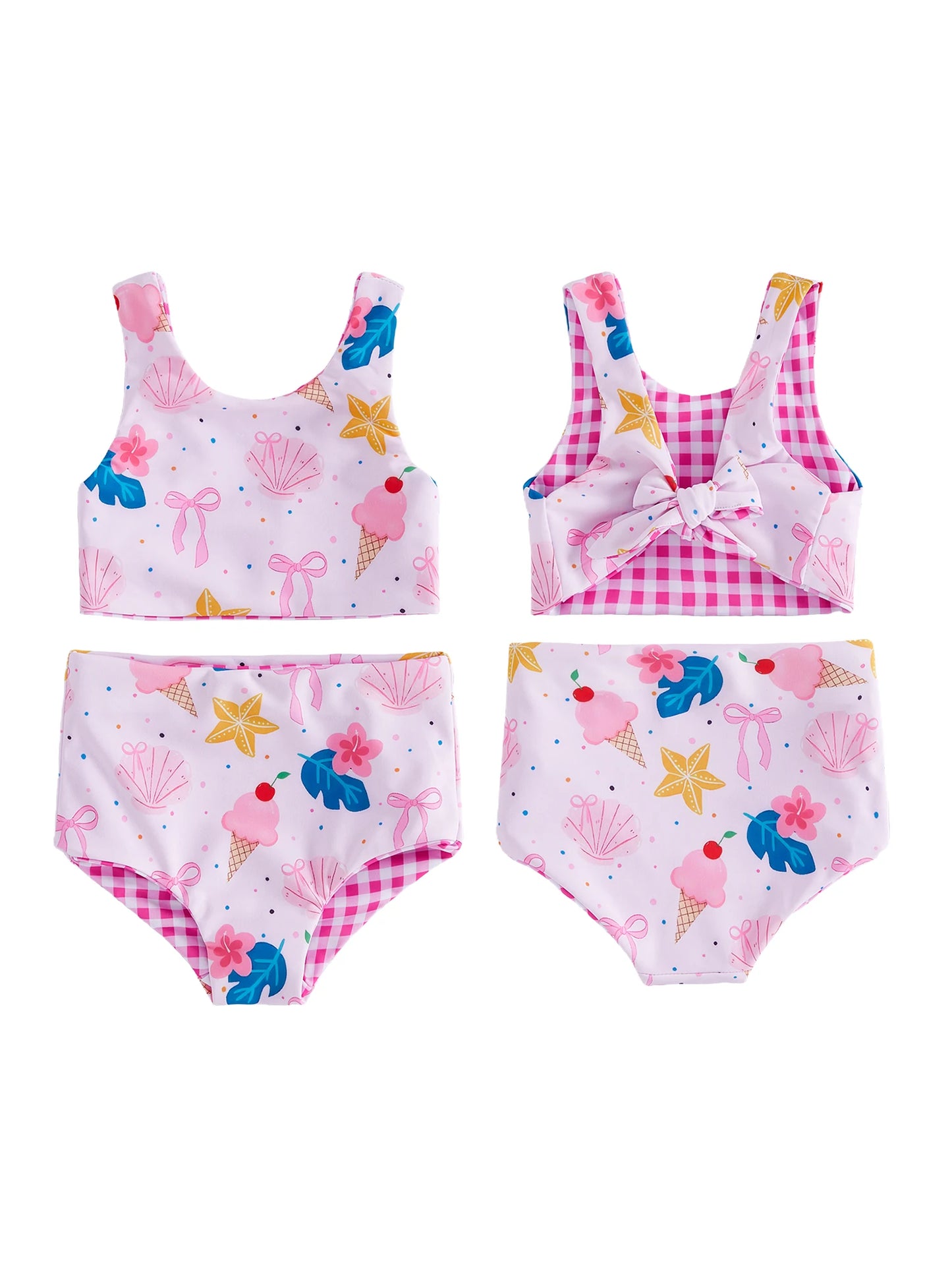 Two Piece Baby Girl Ruffle Sleeve Mermaid Scale Print Swimsuit