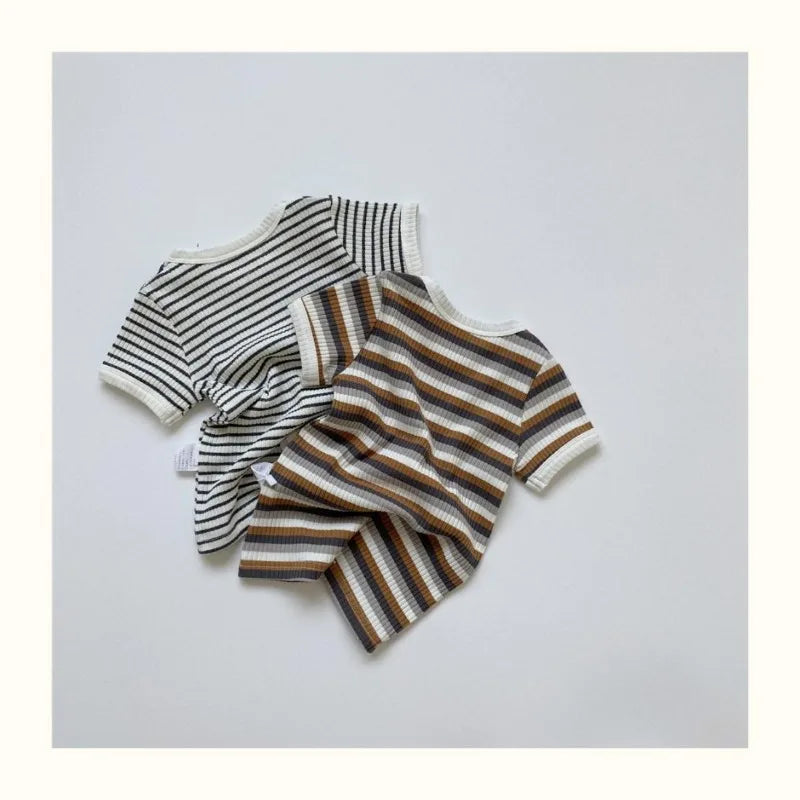 Unisex Summer TwoPiece Cotton Kids Set Short Sleeve Tops Shorts