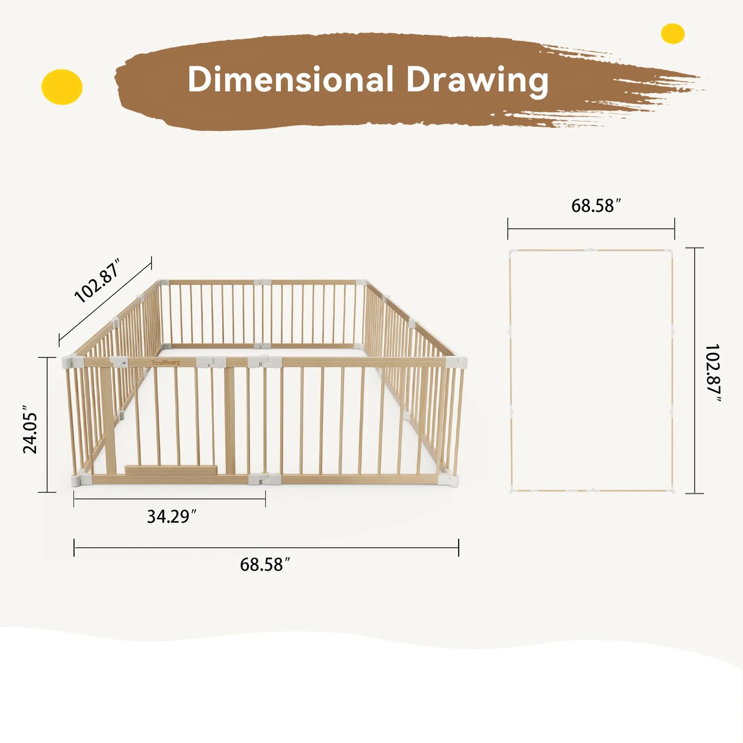 Wooden Baby Playpen Foldable Safe Play Fence With Gate