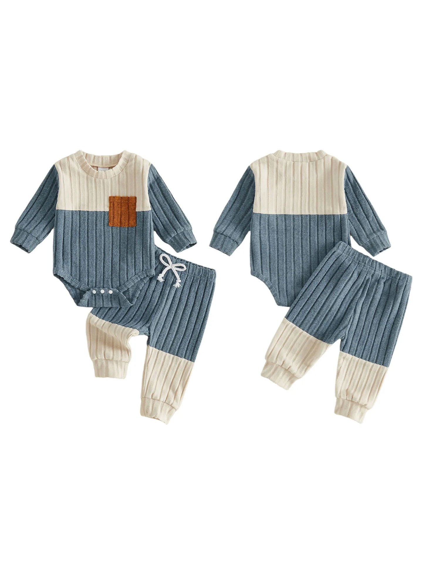Girls Waffle Knit Jumpsuit Set With Long Sleeve Top