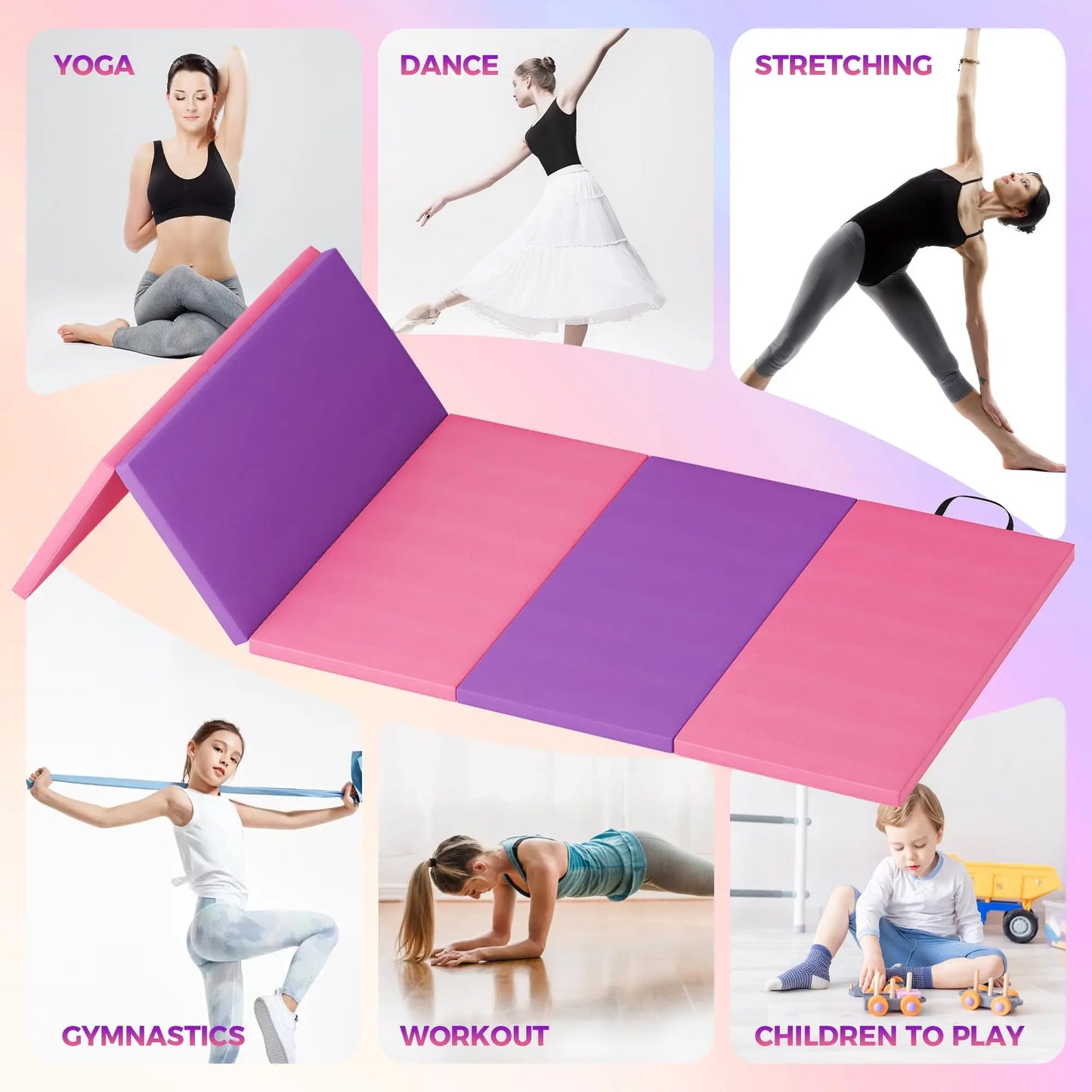 HiMISS Gymnastics Mat 4 Fold Tumbling Mat For Home Gym