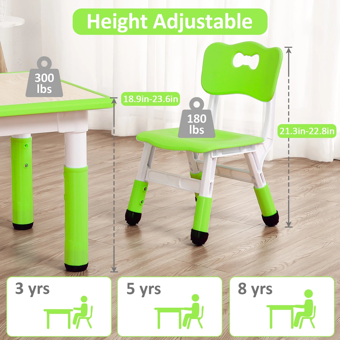 HiMISS Kids Table And Chairs Set Height Adjustable Graffiti Top