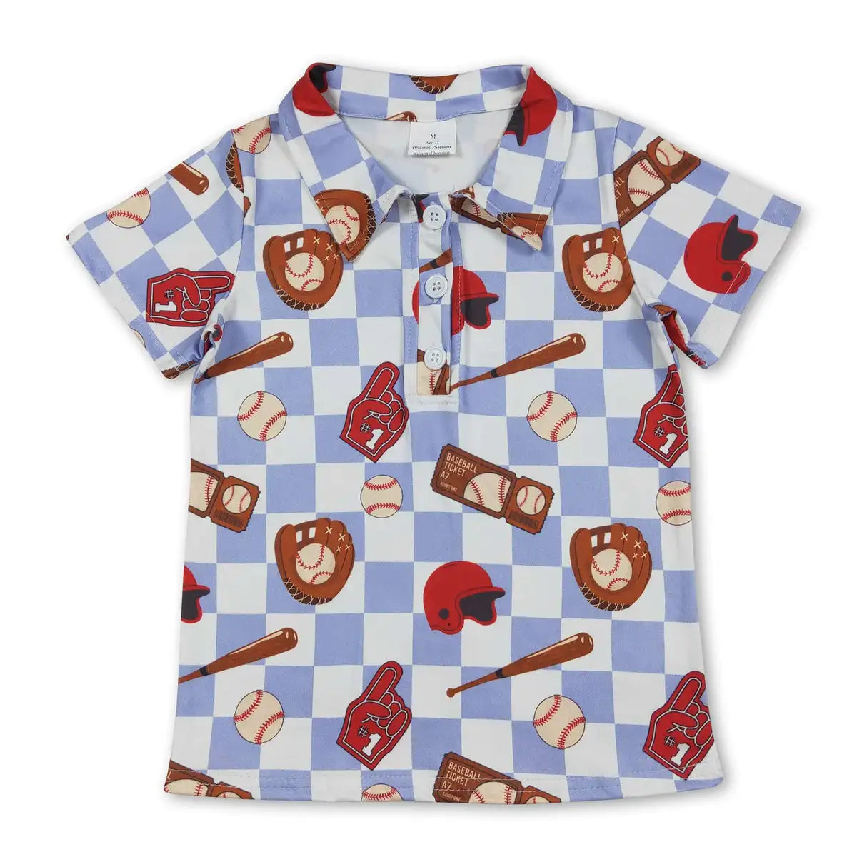 Boys Summer Cotton Short Sleeve Baseball Polo Shirt With Buttons