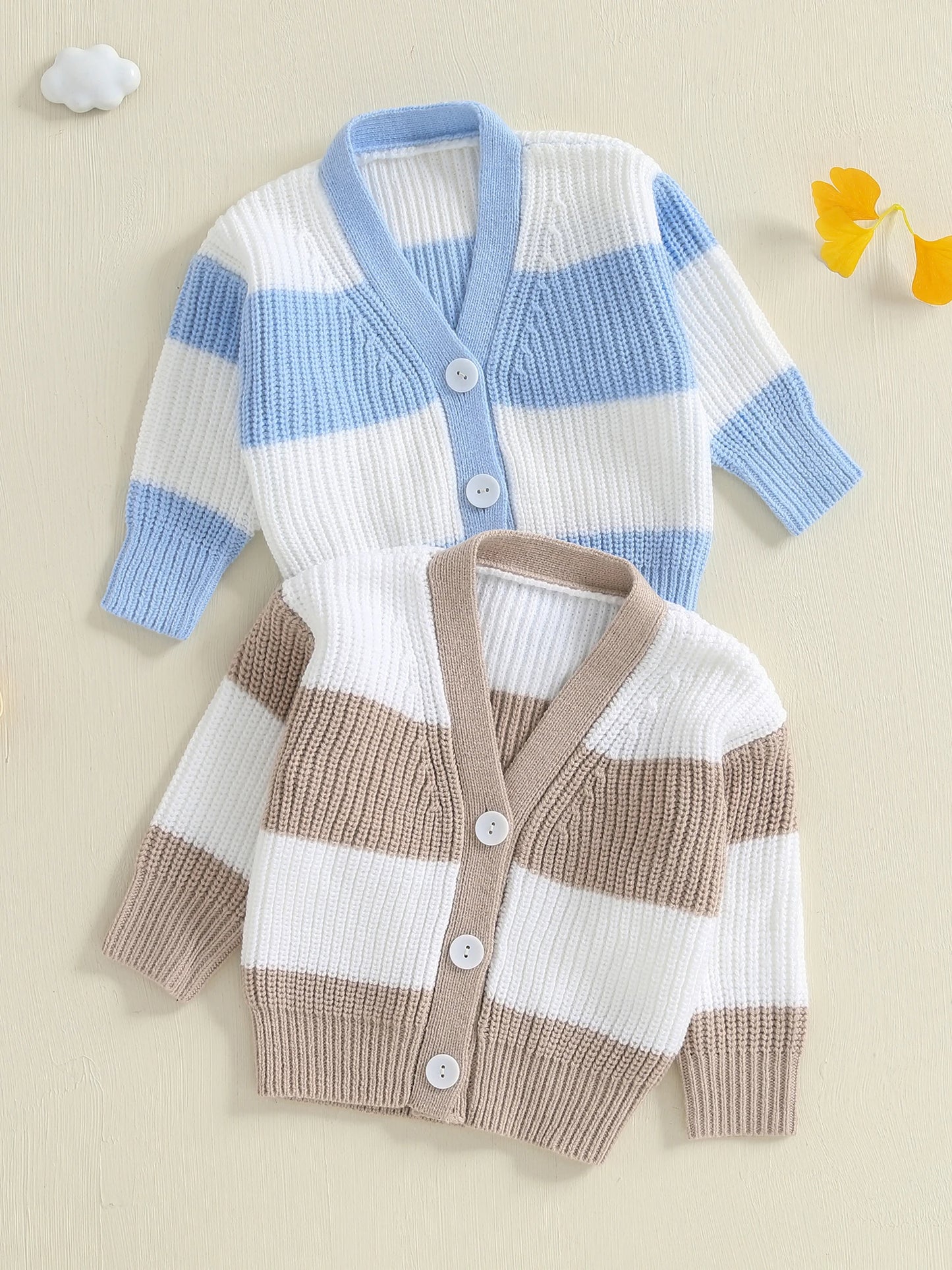 Infant Cable Knit Pullover Cardigan With Ribbed V Neck