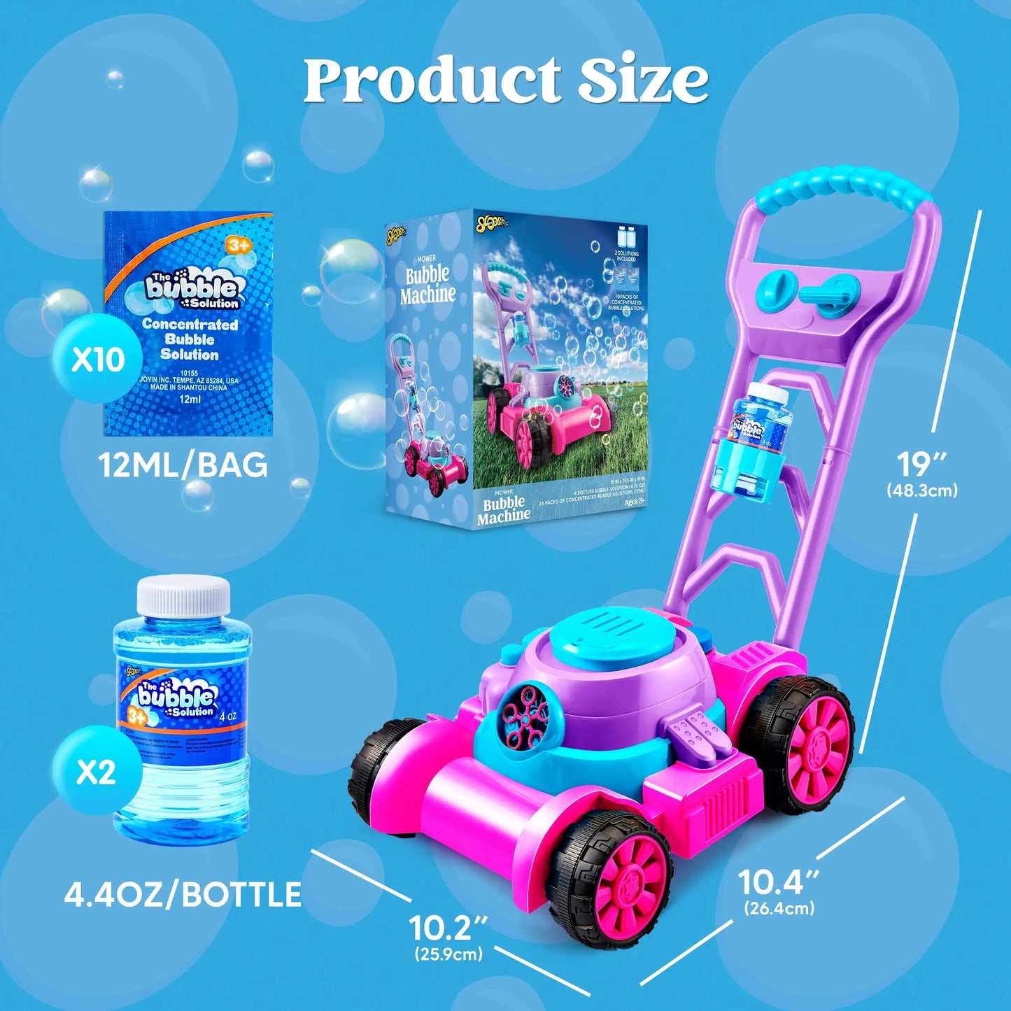 Joyfy Bubble Machine Lawn Mower Outdoor Toy For Kids 3-6