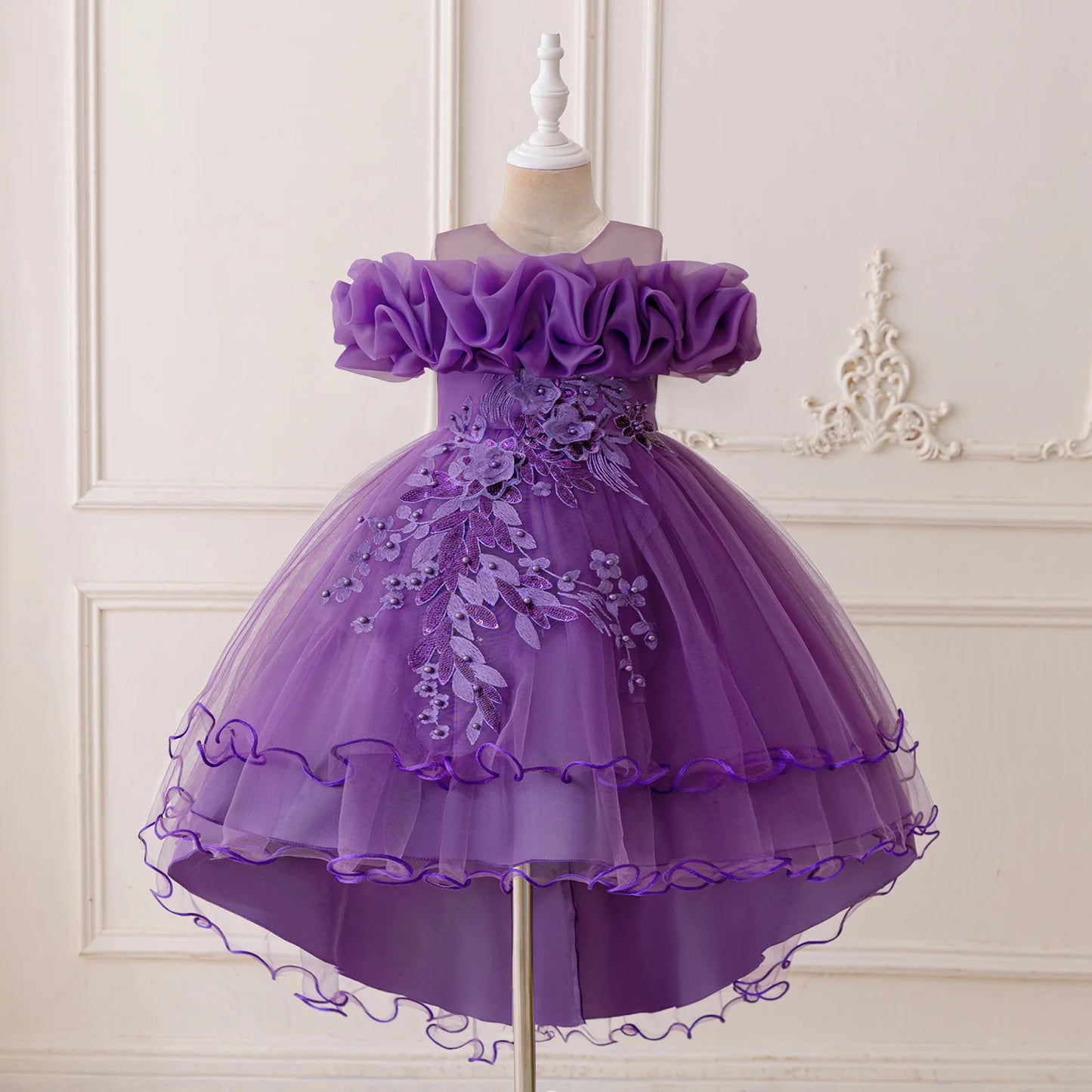 Floral Print Sleeveless Ruffle Tulle Dress for Toddler Girls