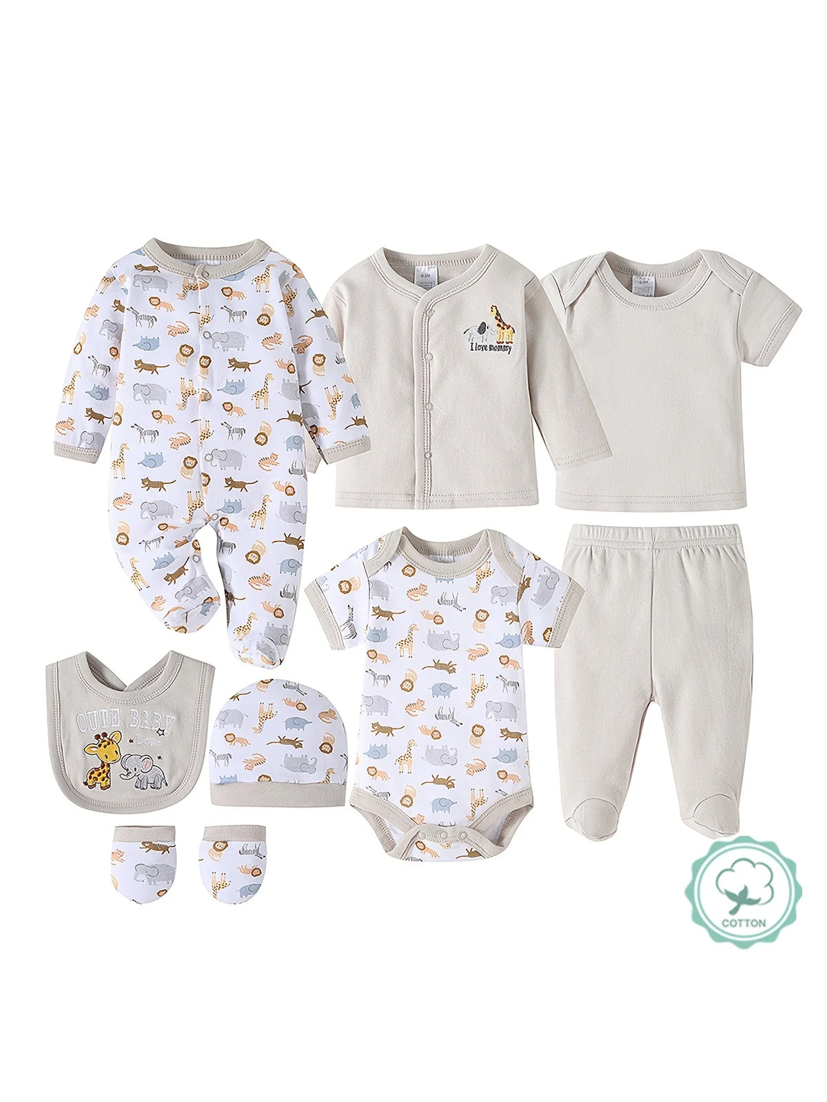 Baby Girl Soft Cotton Romper Set With Hat Bib Socks