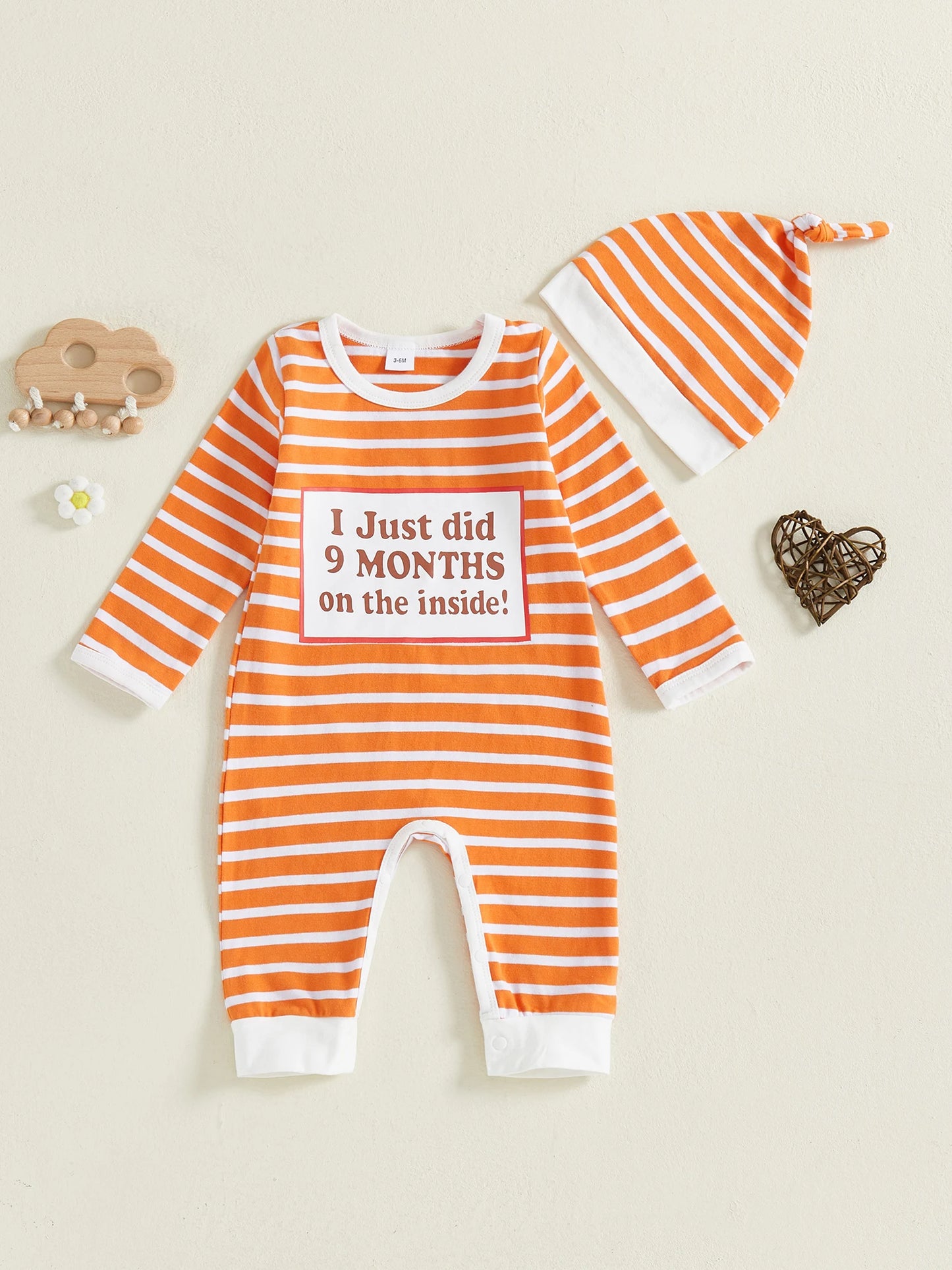 Adorable Animal Print Baby Romper With Matching Beanie Set