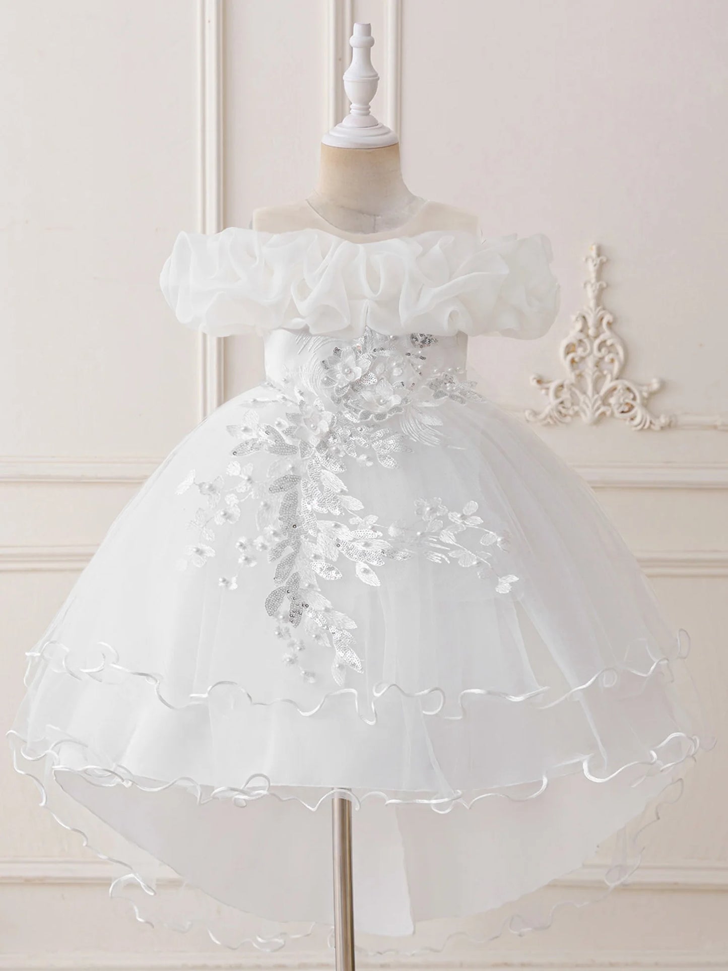 Floral Print Sleeveless Ruffle Tulle Dress for Toddler Girls