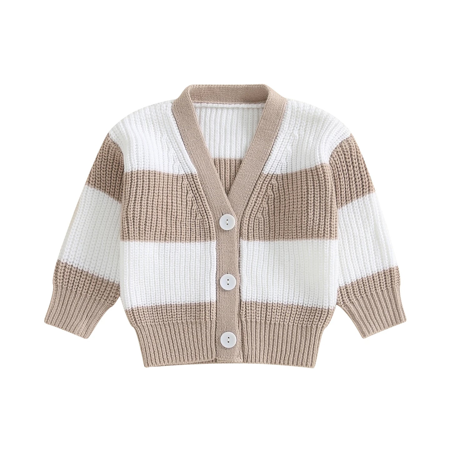 Infant Cable Knit Pullover Cardigan With Ribbed V Neck