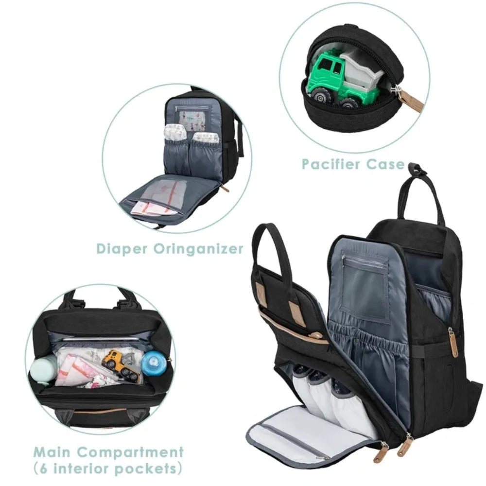 Kabaqoo Waterproof Diaper Bag Mommy Backpack With Changing Mat