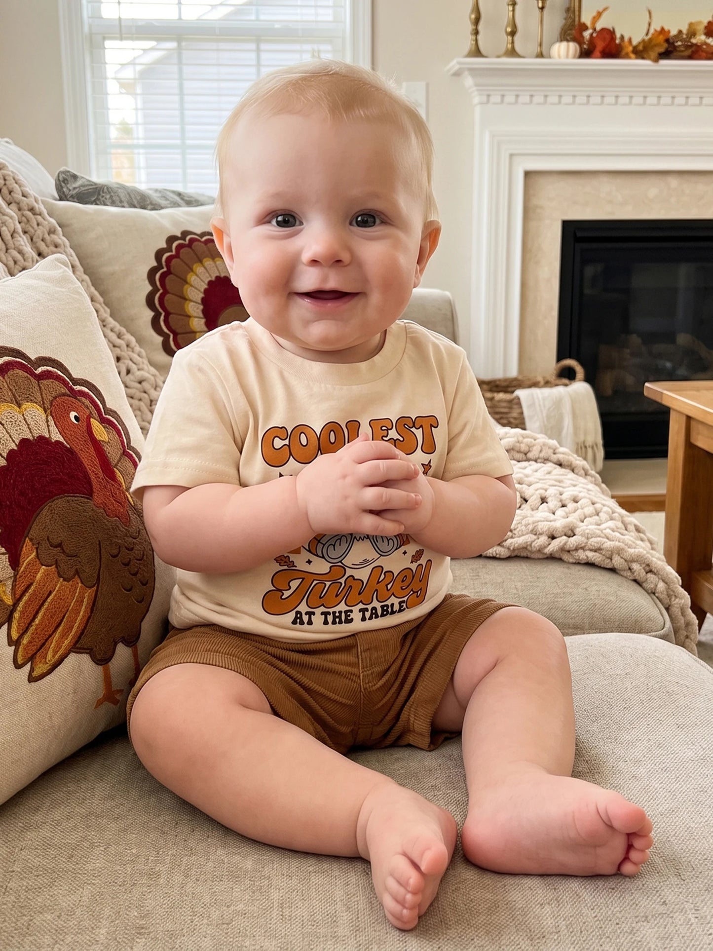Sleeve Turkey Boys Turkey-Print Thanksgiving Shirt T Print Short Sleeve Sleeve Turkey Toddler Boys Girls