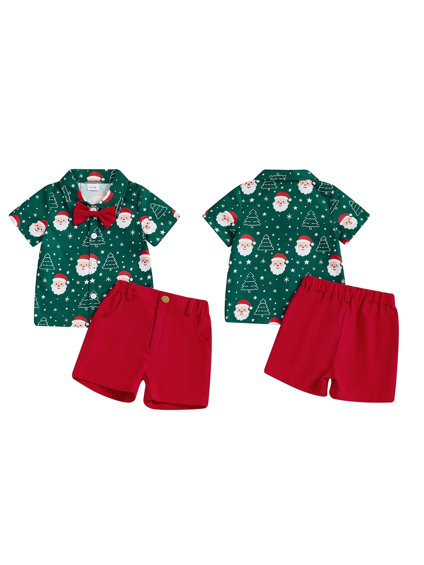 Infant Boys 2-Piece Festive Christmas Print Shirt And Shorts