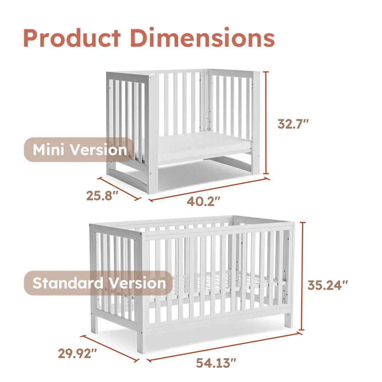 11-In-1 Convertible Cradle to Crib Removable Wheels