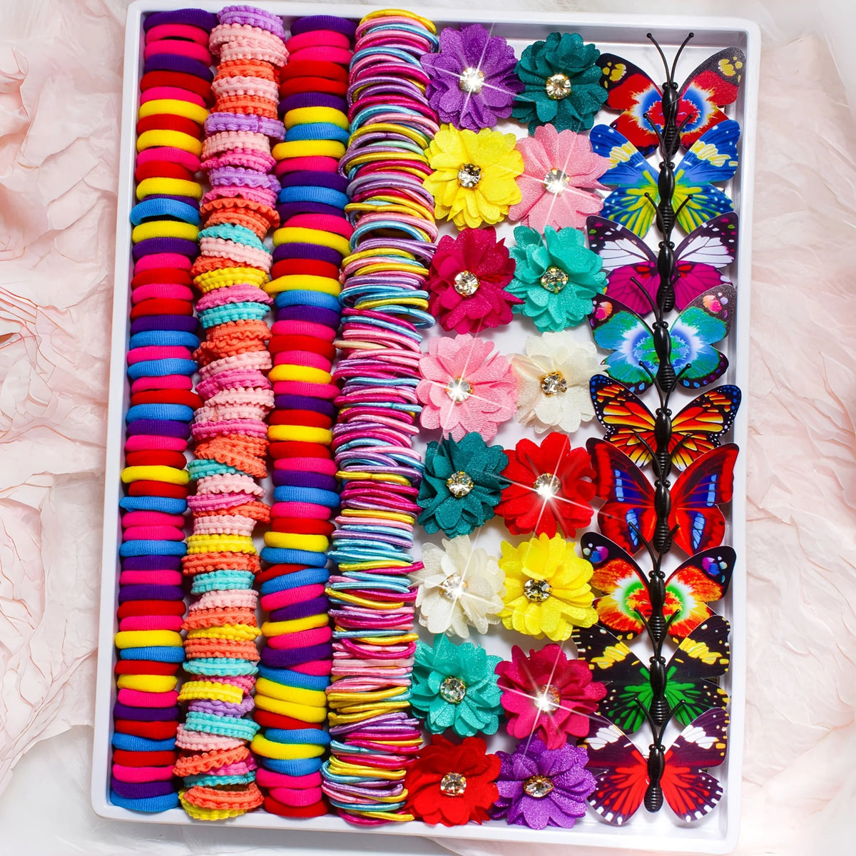 18/546Pcs /1152PCS Bow High Elastic Hair Accessories Set Korean Style Princess Hair Clips, No Hurt Hair Colorful Girls Hair Bands Hair Clips Girls Children No Box